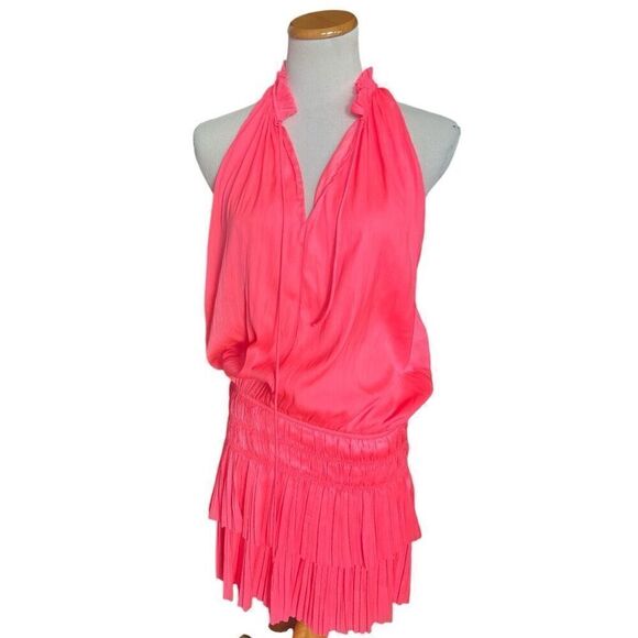 Womens Current Air Los Angeles Cara Sleeveless Pink Pleated Mini Dress - Sz M - Picture 5 of 7